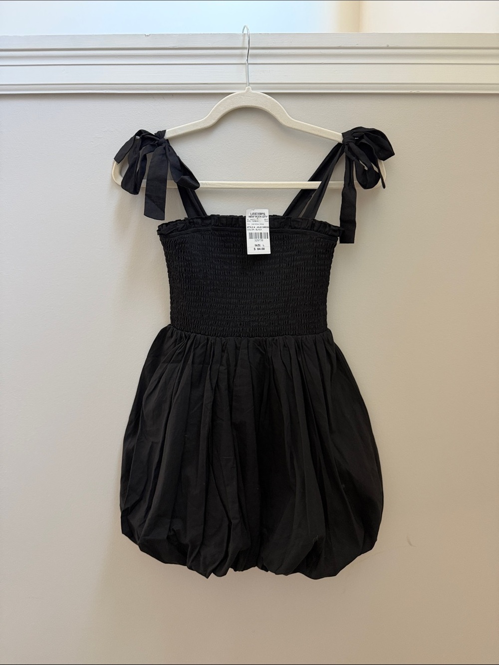 NWT Katie J NYC Girls Black Tie-Shoulder Bubble Dress Sz L